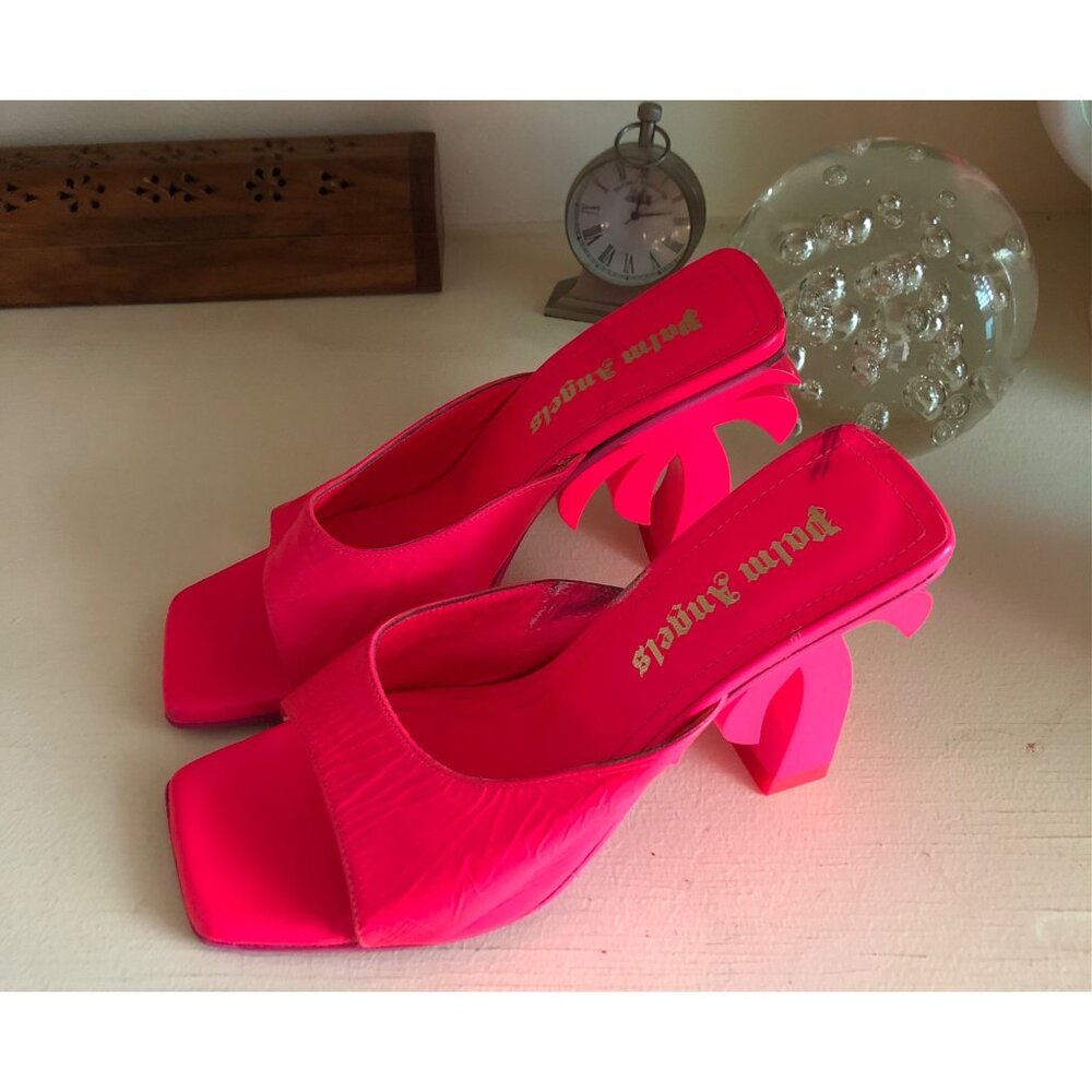 Women's Palm Angels Mule FUCHSIA Neon Pink Palm Tree Heel Size 37 / 6.5 - Picture 9 of 12